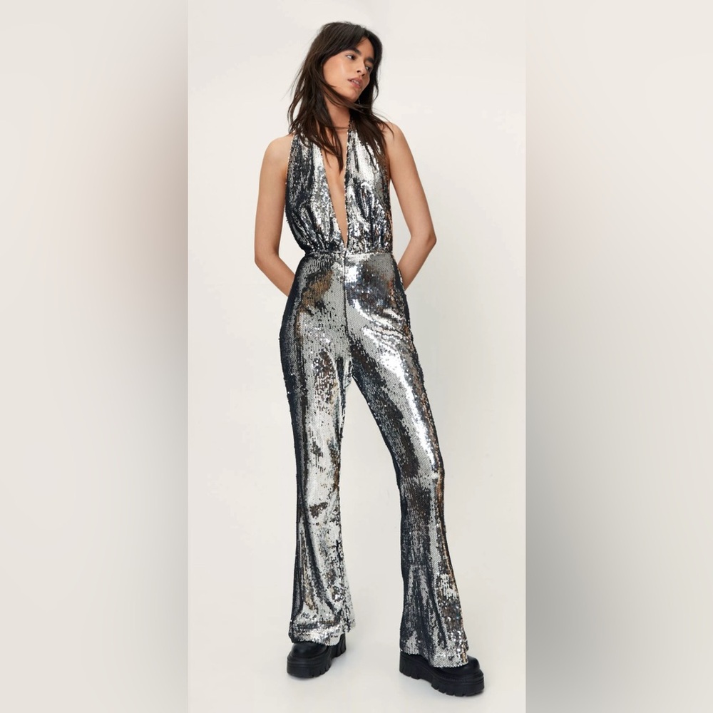 Nasty Gal, brand halter top full sequin jumpsuit new with tags!